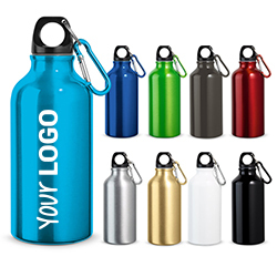 Nm 2 Borracce In Alluminio 400 Ml Con Moschettone – Bottiglia Acqua Ecologica Per Sport, Bambini, Scuola E Viaggi – Colori Arancio E Blu