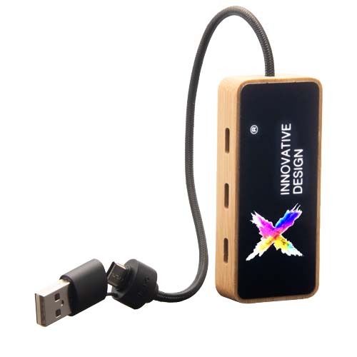Hub USB 8 in 1 in legno con doppio ingresso e 6 porte SCX.design H21 - 1PX199