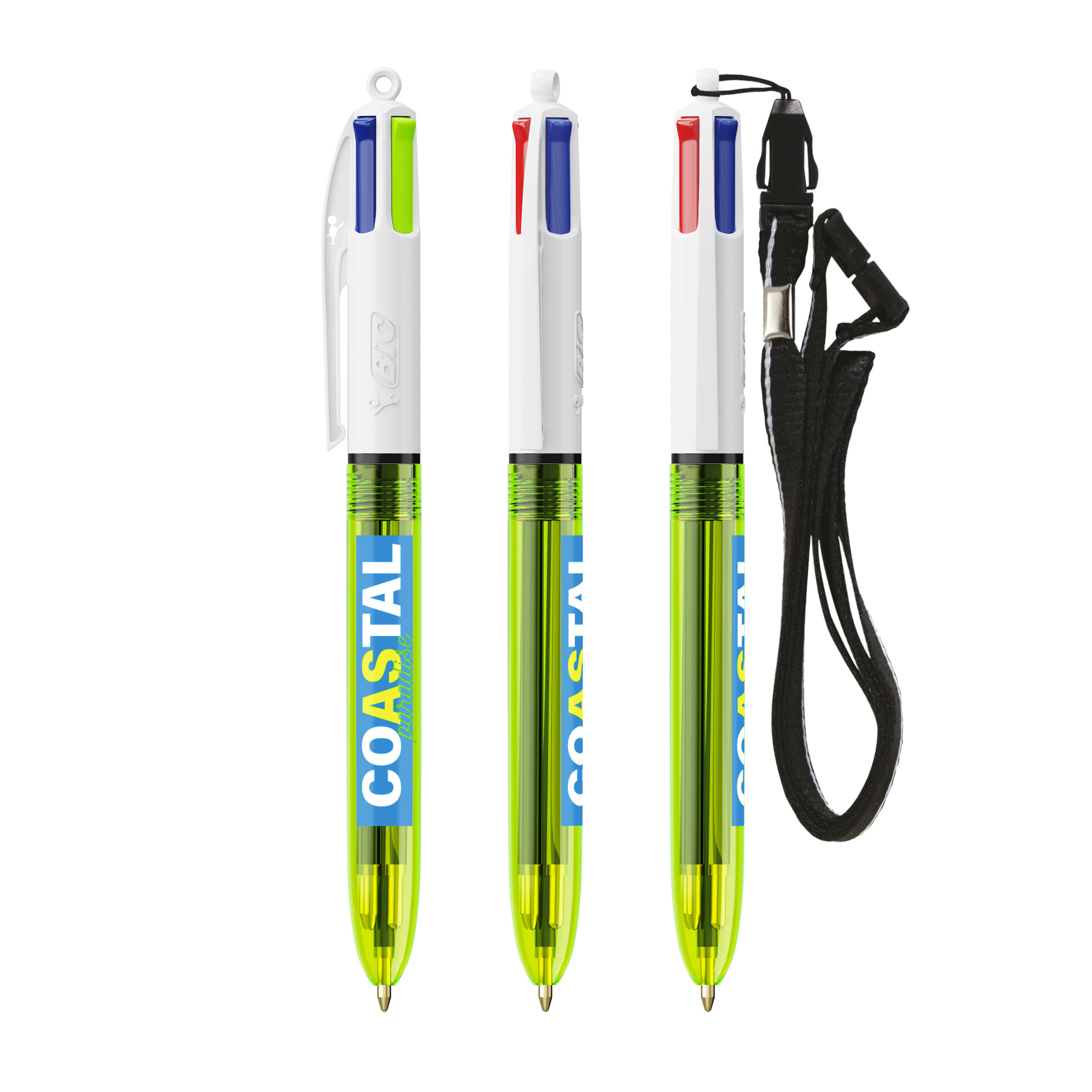 Penna a sfera BIC® 4 Colori Fluo con cordino - 3460001116