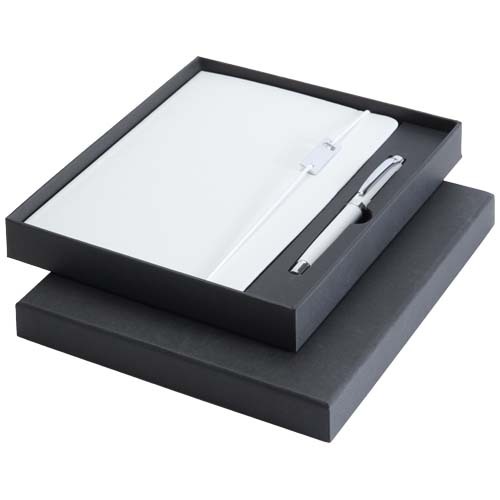 Set con blocco note formato A5 con copertina rigida e penna roller Legato Elegance - 106258