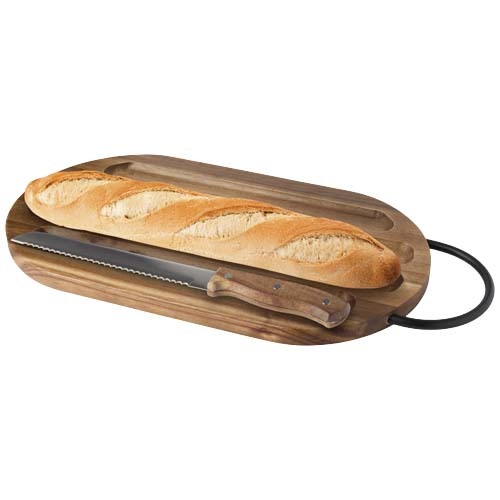 Tagliere in legno di acacia con coltello per il pane Prestige - 126393