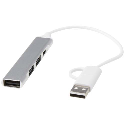 Hub USB-A e Tipo-C a 4 porte in alluminio riciclato con doppio ingresso Alkaid - 124469