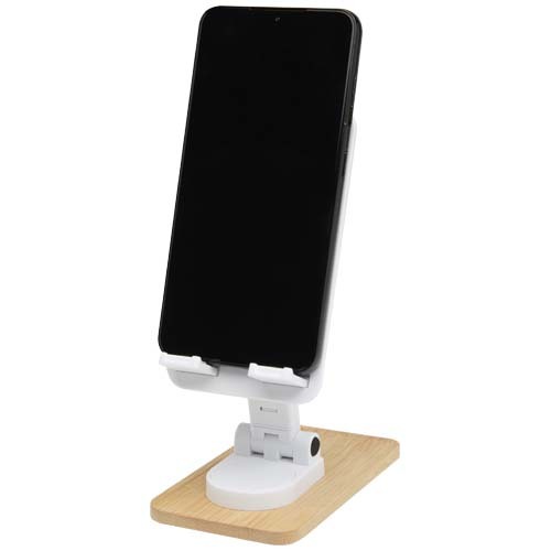 Supporto per telefono da tavolo pieghevole in plastica riciclata con dettagli in bambù Alfirk - 124464