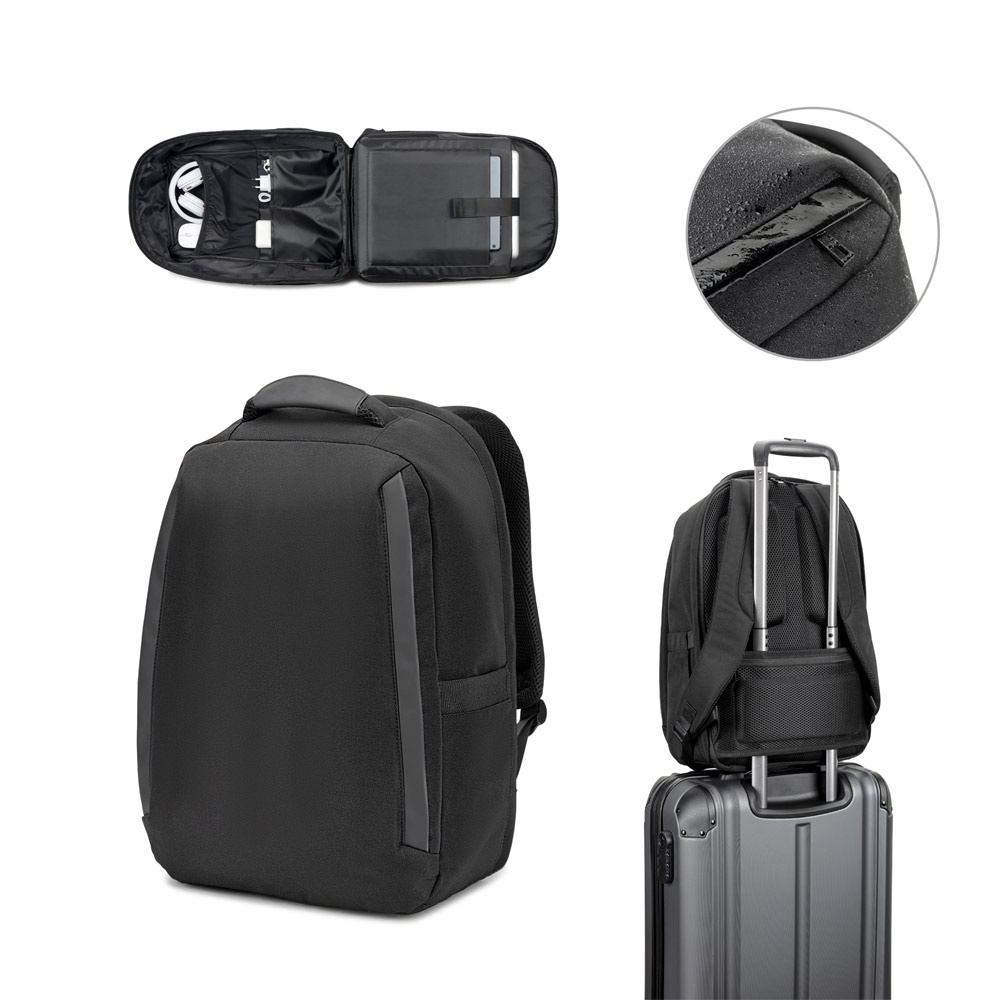 YANGON BPACK. Zaino antifurto, in twill con rivestimento idrorepellente e poliestere riciclato 600D ad alta densità, per laptop da 17.3" - 92393