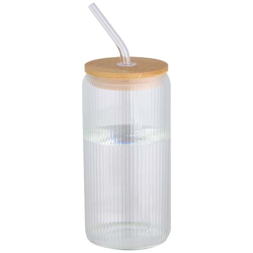 Contenitore a parete singola in vetro borosilicato con coperchio in bamb&ugrave; da 500 ml Mirage - 100931