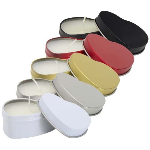 Candela in scatola di latta a forma di cuore all'aroma di vaniglia Blissful - 126353