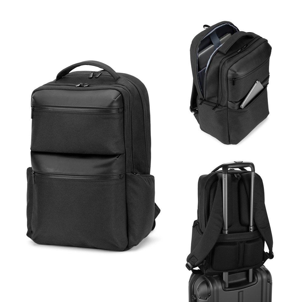 COPENHAGEN. Zaino in twill riciclato idrorepellente con due ampie tasche anteriori da 17'3" - 92541