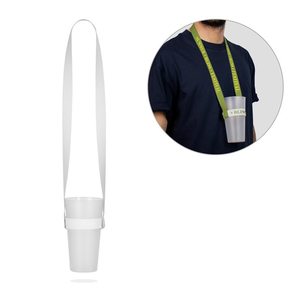 SWINDON. Lanyard in poliestere per sublimazione con portabicchiere elastico per sublimazione - 94414