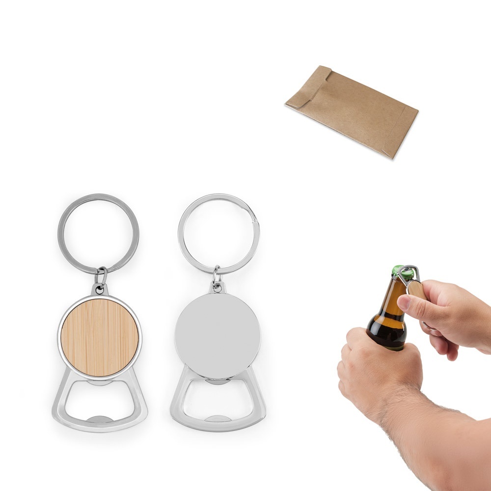 MEEKO. Portachiavi in ferro con forma rotonda in zinco e bamb&ugrave; - 95120