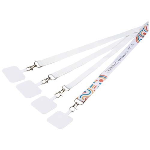 Lanyard in PET riciclato con stampa a sublimazione, supporto per il telefono e meccanismo di sicurezza Addie - 1PL23