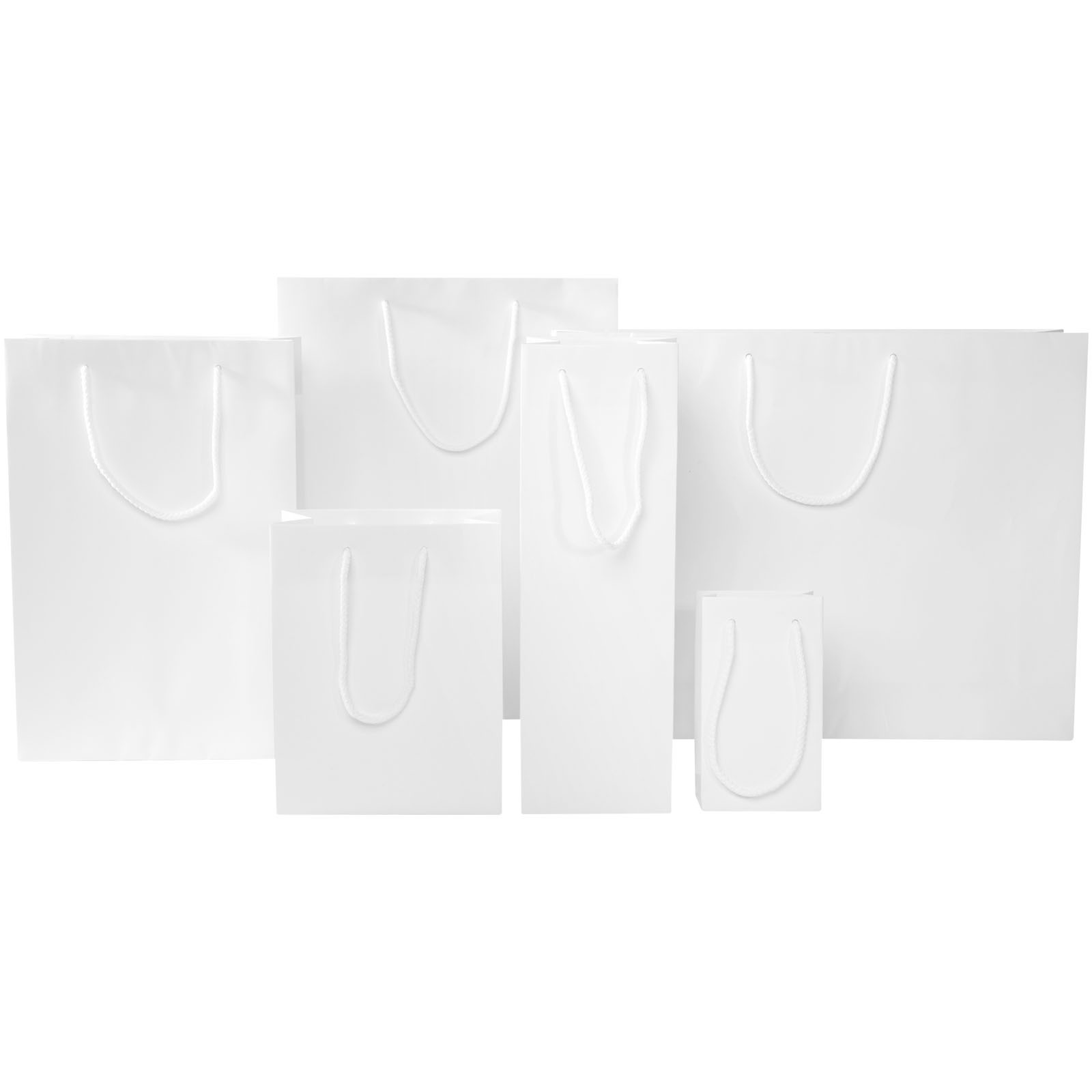 Sacchetto in carta integra da 170 g/m2 realizzato a mano con manici in cordino di plastica - 45 x 10 x 35 cm - 1ZB012