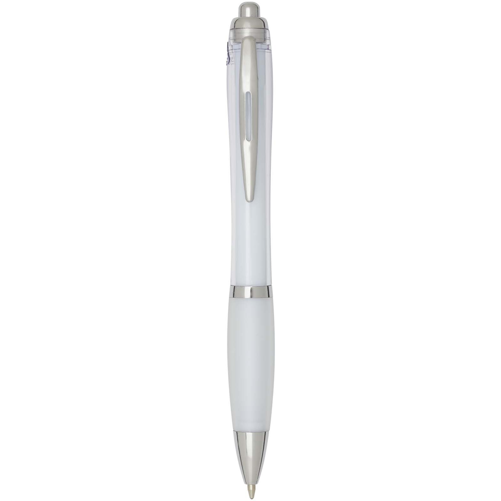Penna a sfera in plastica riciclata certificata RCS con fusto e impugnatura colorati (inchiostro nero) Nash - 106454