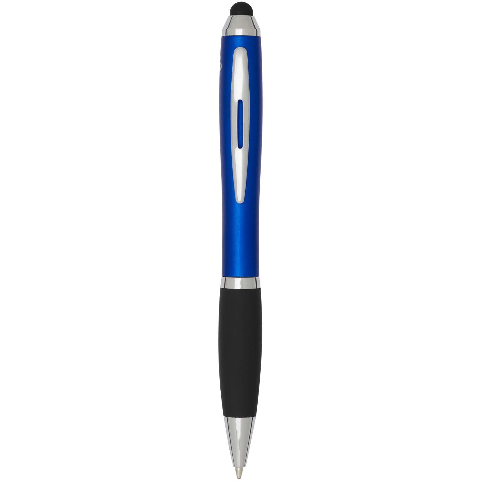 Penna a sfera con pennino in plastica riciclata RCS con fusto colorato e impugnatura di colore nero (inchiostro nero) Nash - 106457