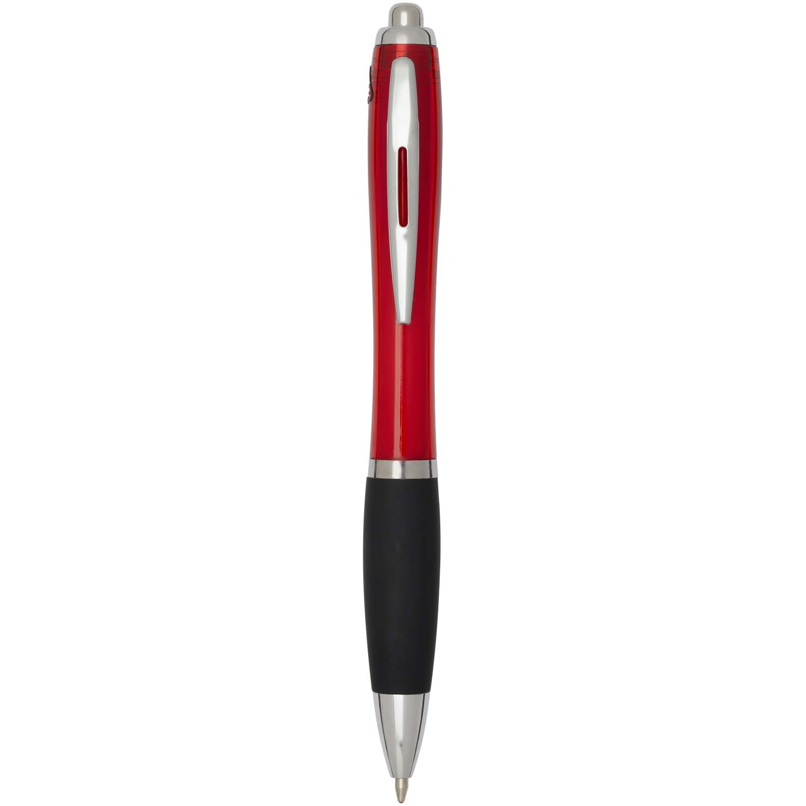 Penna a sfera in plastica riciclata certificata RCS con fusto colorato e impugnatura di colore nero (inchiostro nero) Nash - 106448