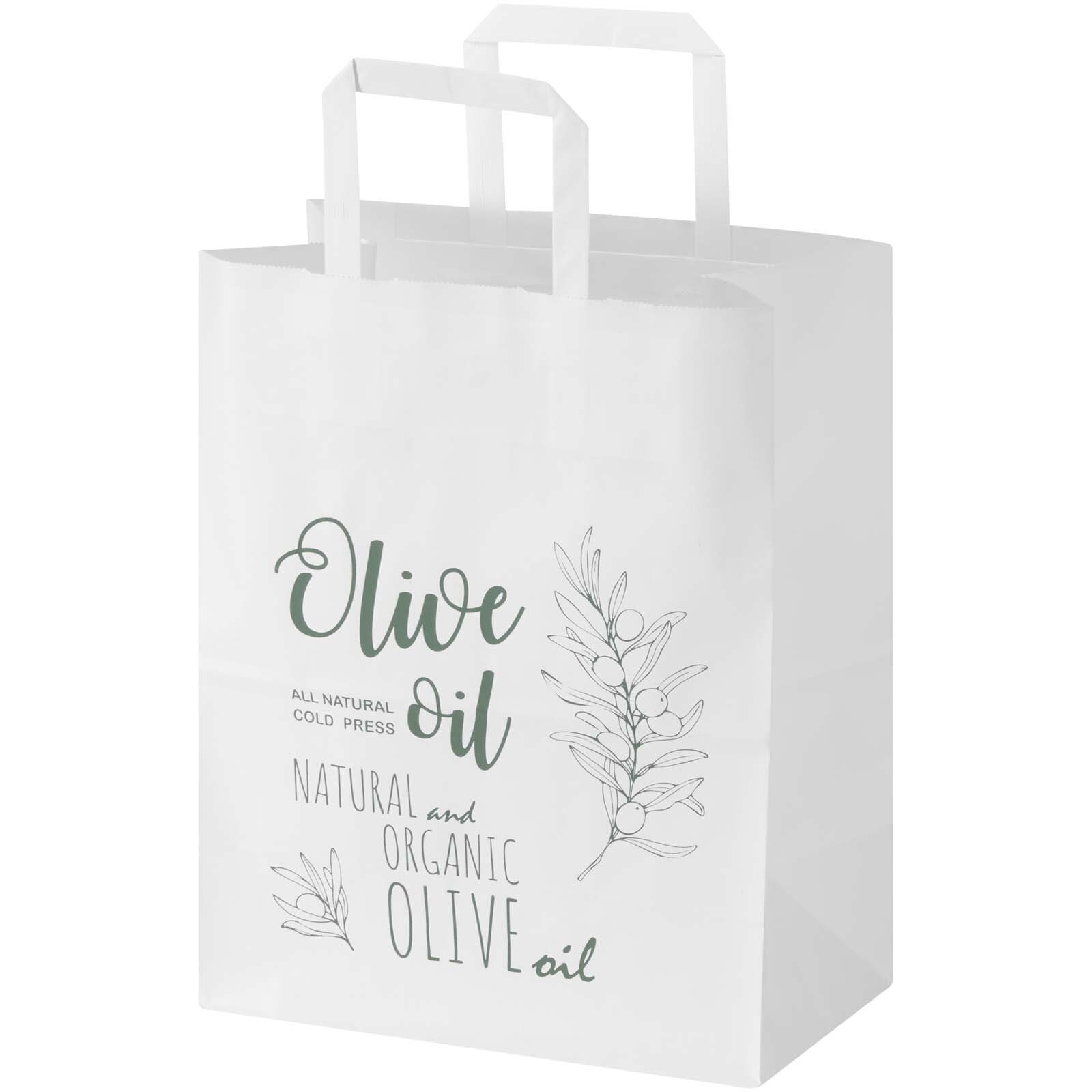 Sacchetto di carta da 80 g/m&sup2; con manici piatti, 25 x 15 x 32 cm Kraft - 1PQ012