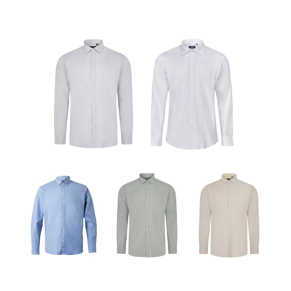 VL PRITHVI MAN. Camicia Oxford da uomo (180 g/m&sup2;) in cotone (50%), poliestere (45%) ed elastan (5%) - 36159