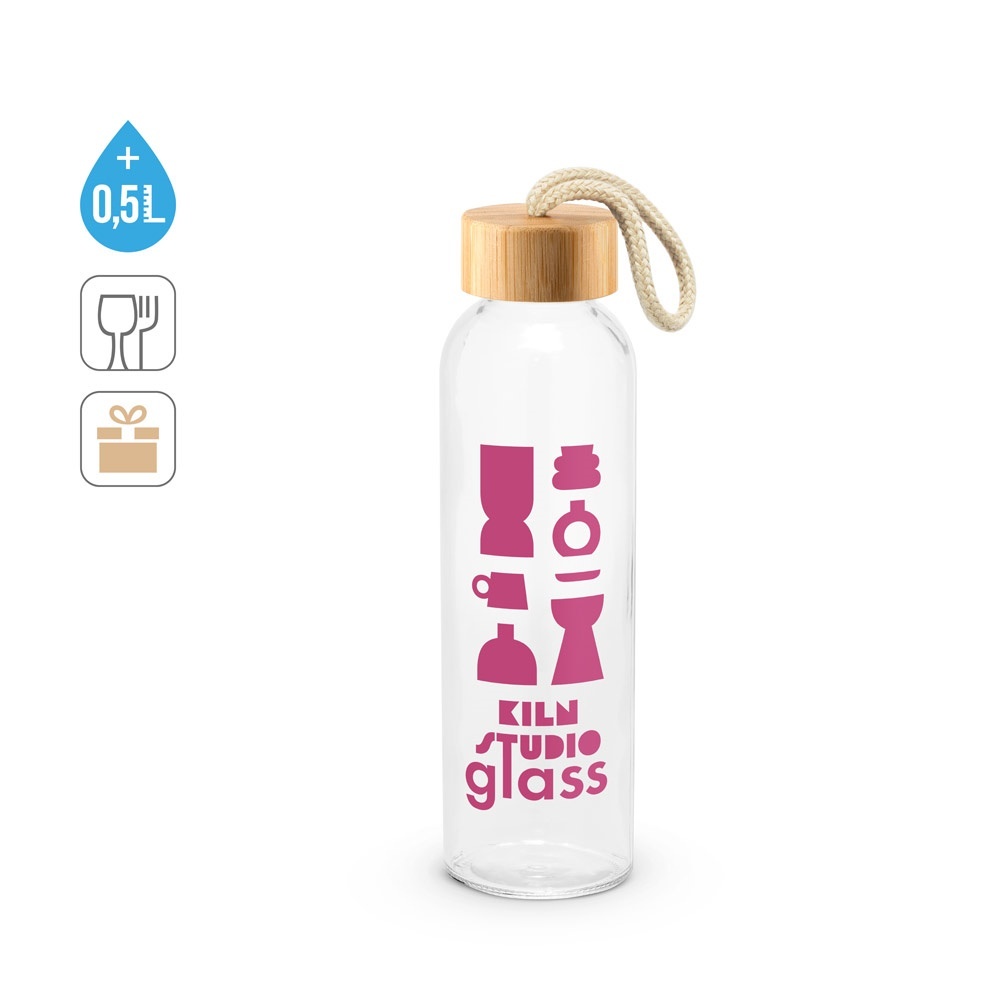 CROSBY. Borraccia in vetro con tappo in bambù, 520 ml - 94449