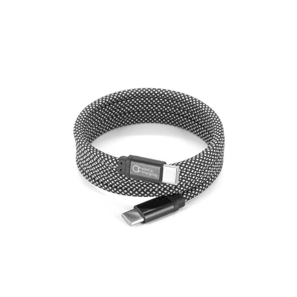 NADELLA. Cavo da USB-C a USB-C (60 W), con cordone intrecciato in poliestere e sistema magnetico per un avvolgimento agevole - 97220