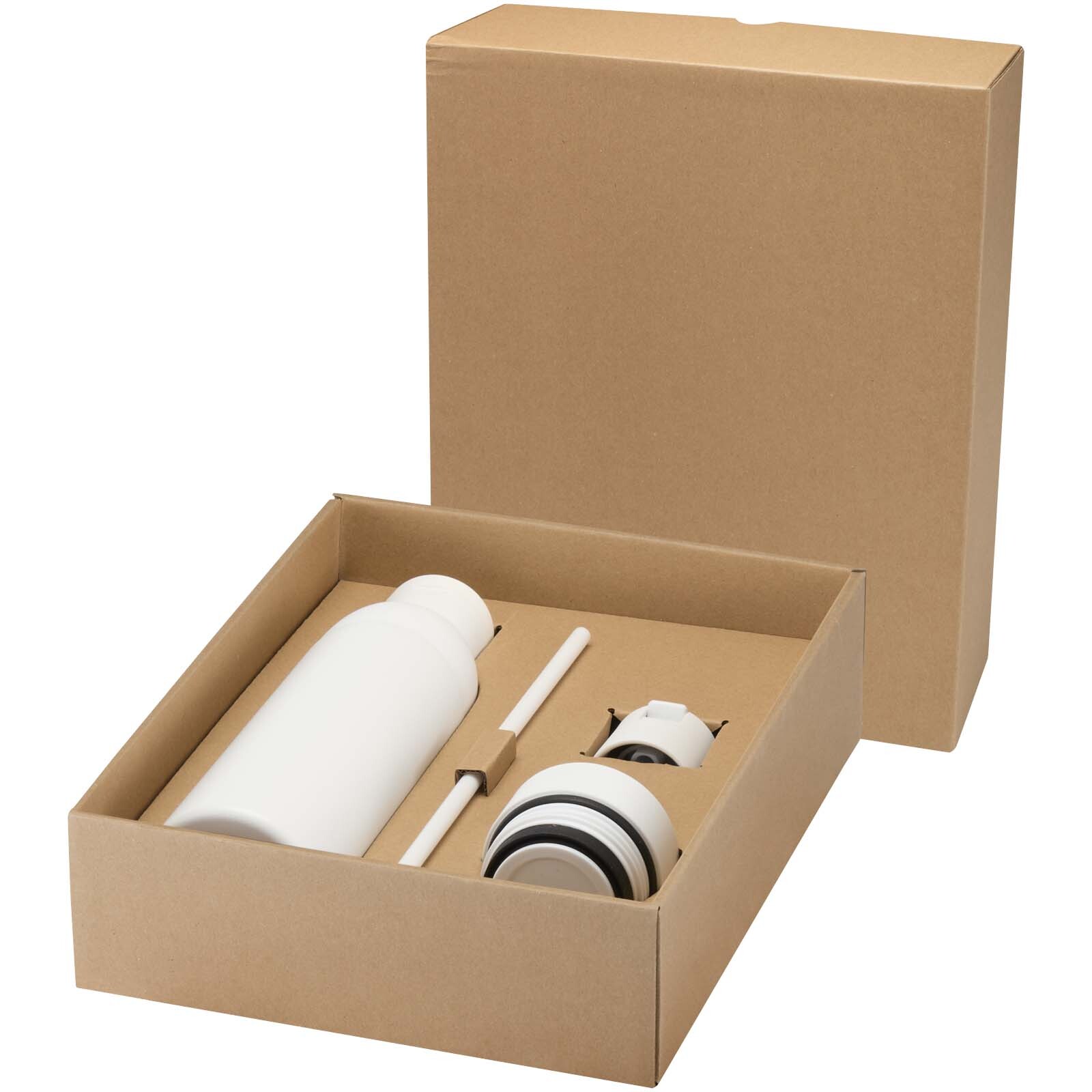 Borraccia in acciaio inossidabile riciclato certificato RCS a doppia parete da 650 ml con set di coperchi da 3 pezzi Illumina - 100890