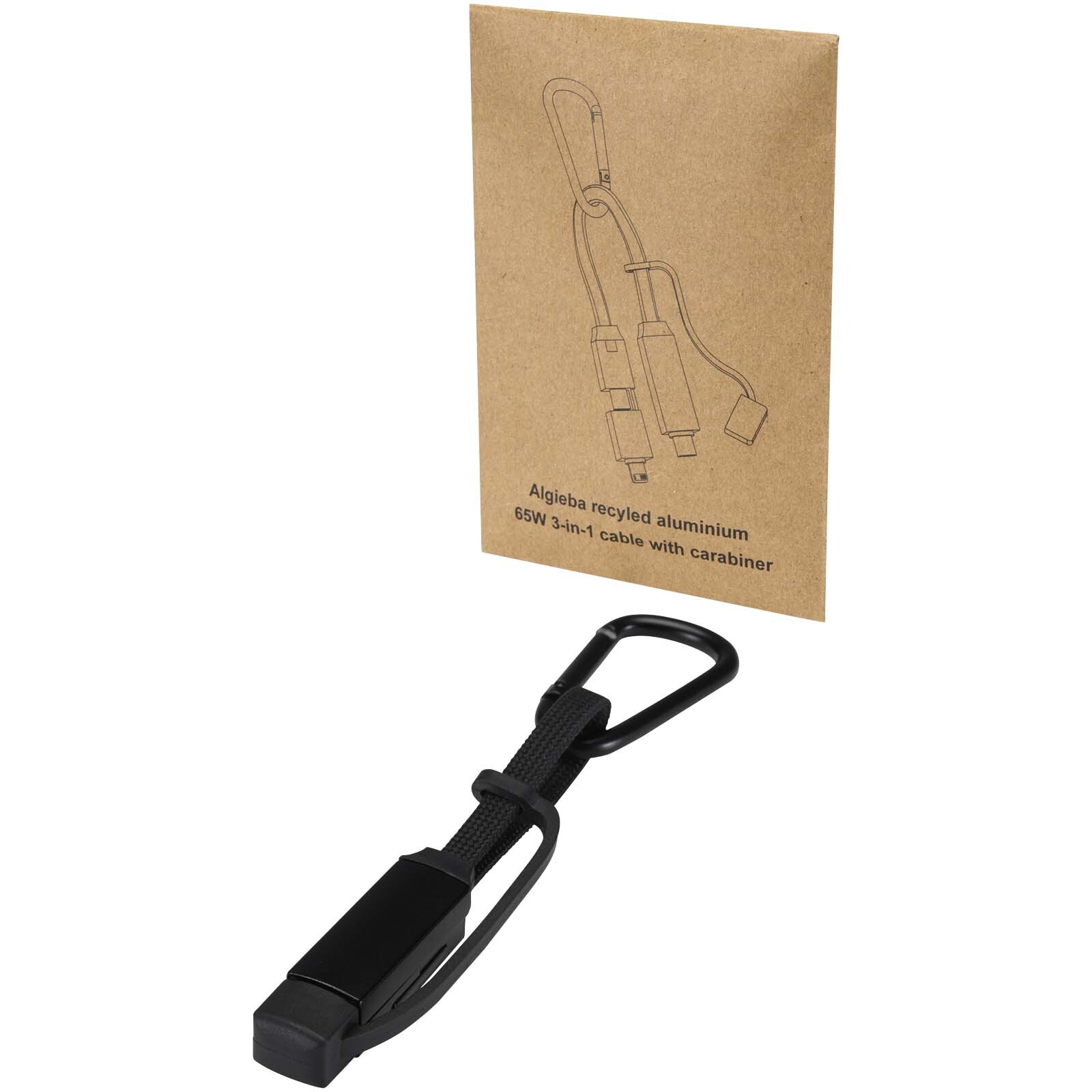 Cavo di ricarica da 65 W 5 in 1 in alluminio riciclato con moschettone Algieba - 124497