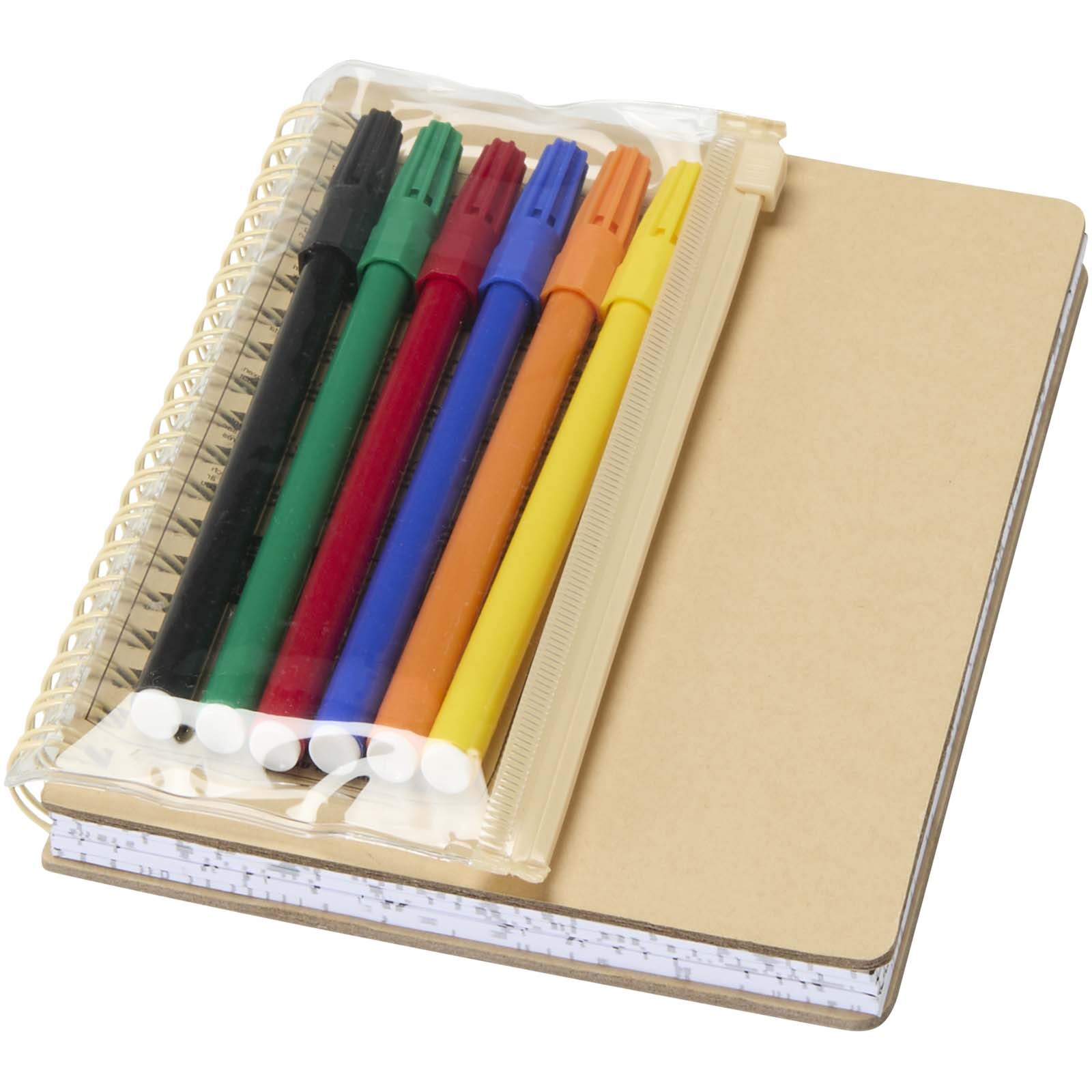 Set composto da un taccuino B6 con copertina rigida e pennarelli Squiggle - 107330