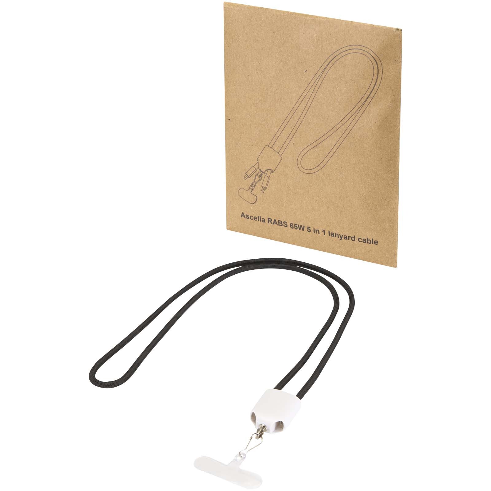 Cavo di ricarica 5-in-1 65W con lanyard in plastica riciclata Ion - 124523