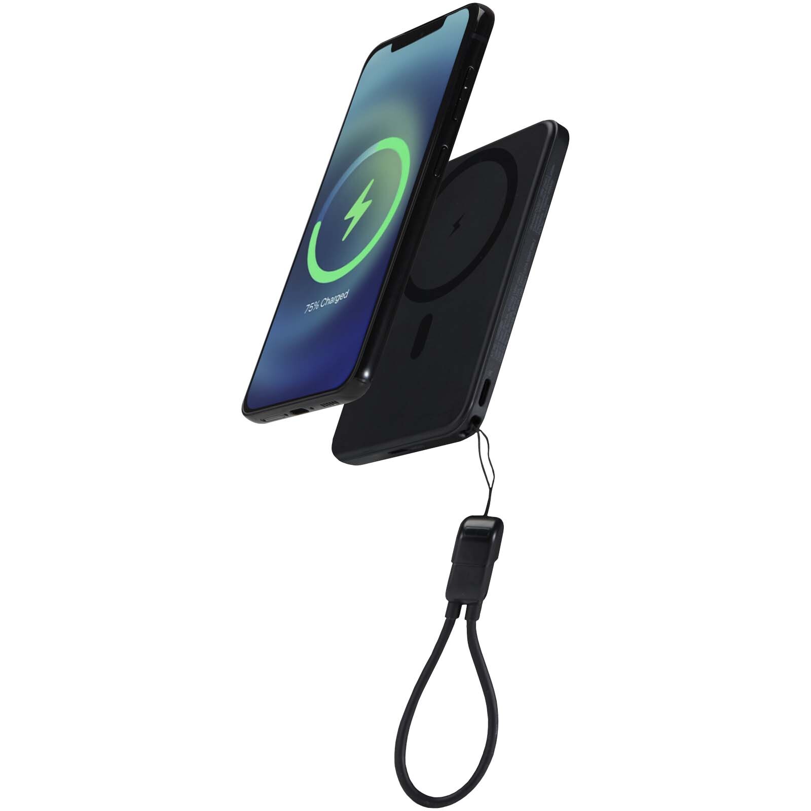 Power bank magnetico da 5000 mAh in plastica riciclata con lanyard SMART - 124529