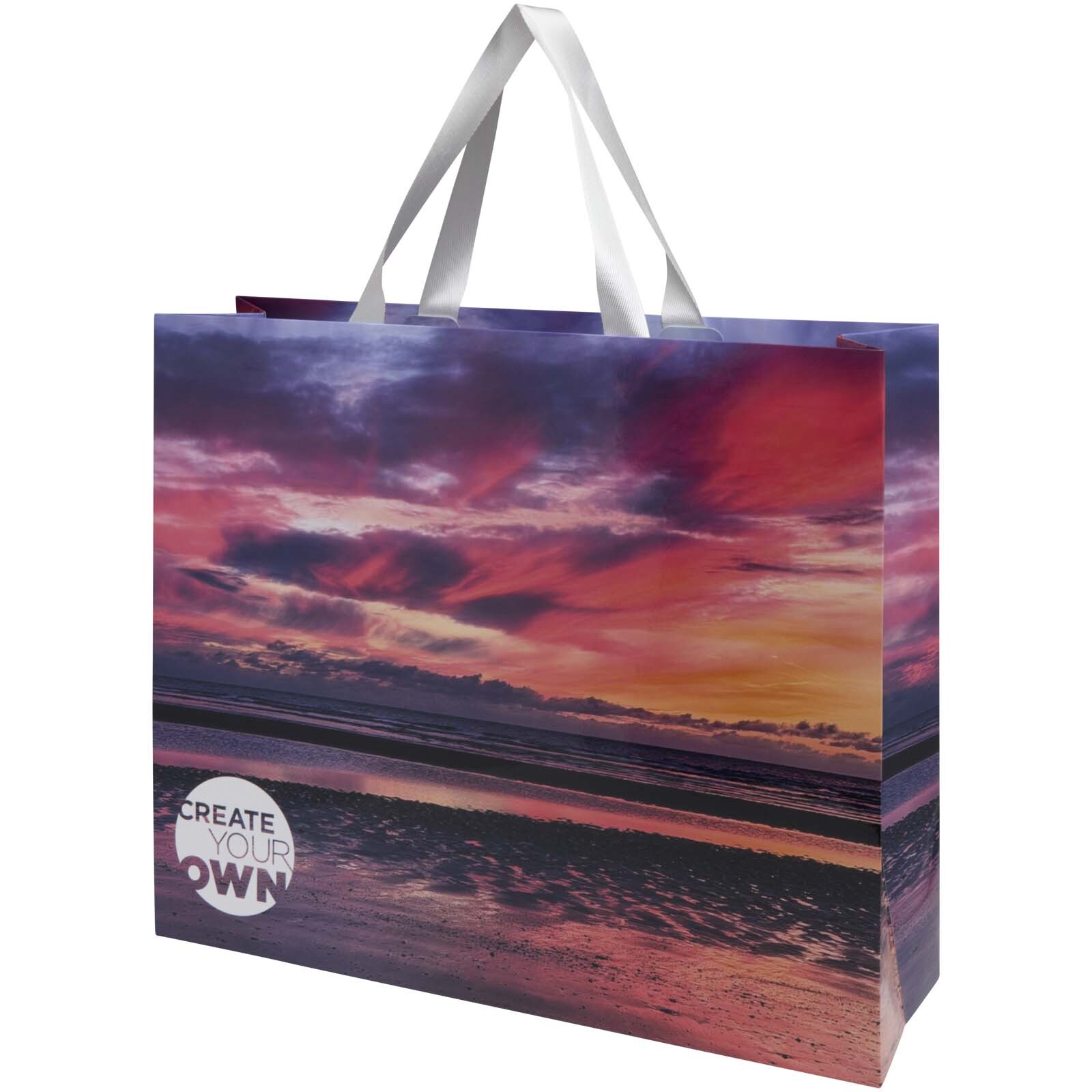 Borsa di carta da 230 g/m&sup2; con manici in nastro e laminazione lucida Smartfold- 42 x 12 x 35 cm - 1ZM015