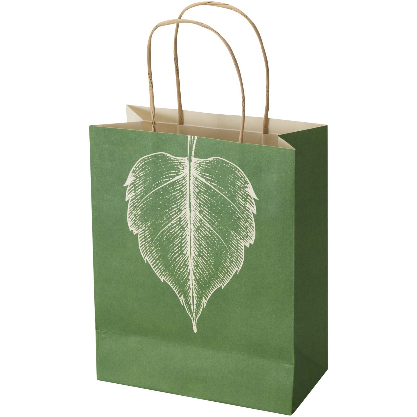Borsa in carta riciclata da scarti di prodotti agricoli da 150 g/m&sup2; con manici intrecciati - 18 x 9 x 23 cm - 1ZM022