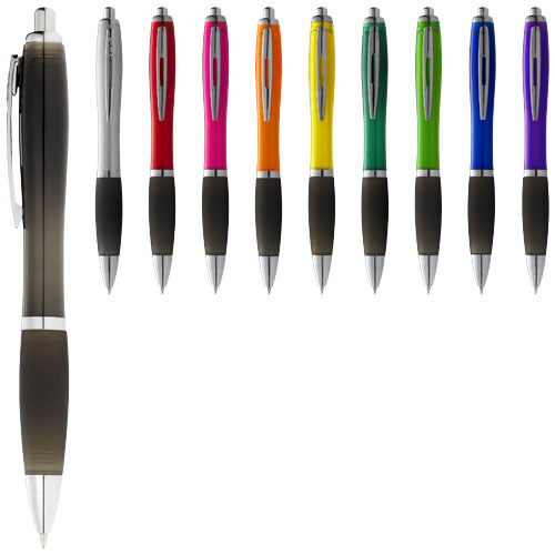 Penna a sfera Nash con fusto colorato e impugnatura nera - 106085