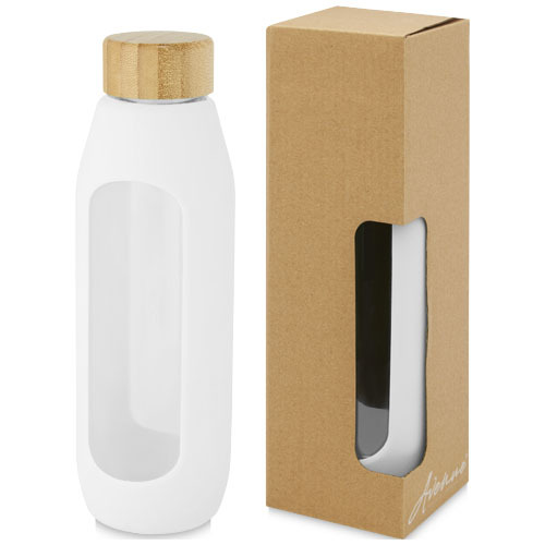 Borraccia in vetro borosilicato da 600 ml con impugnatura in silicone Tidan  - 100666 