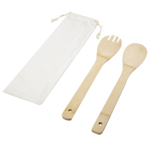 Cucchiaio e forchetta Endiv in bamb&ugrave; per insalata - 113269