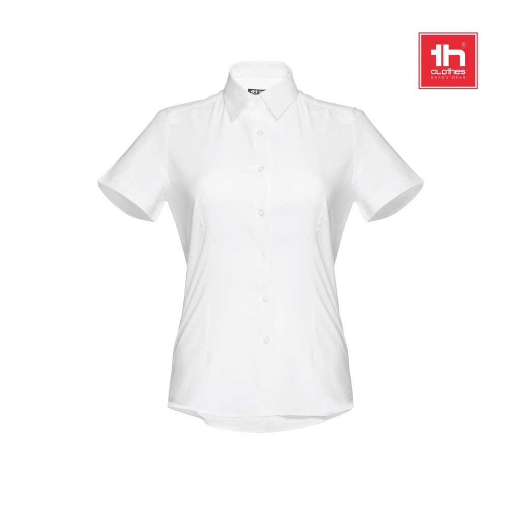THC LONDON WOMEN WH. Camicia oxford da donna a maniche corte. Colore bianco - 30201