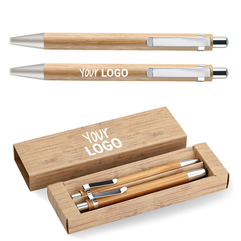 Set penna e matita in bamb&ugrave; bambooset personalizzato