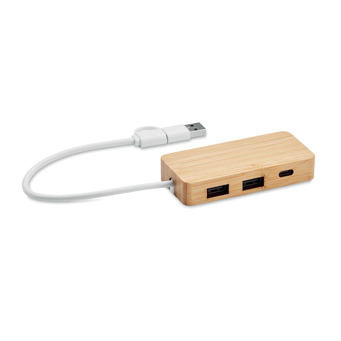 HUBBAM. Hub USB a 3 porte in bamboo - MO2143
