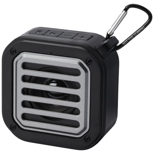 Speaker Bluetooth® IPX5 a ricarica solare in plastica riciclata RCS da 3 W con moschettone Solo - 124347