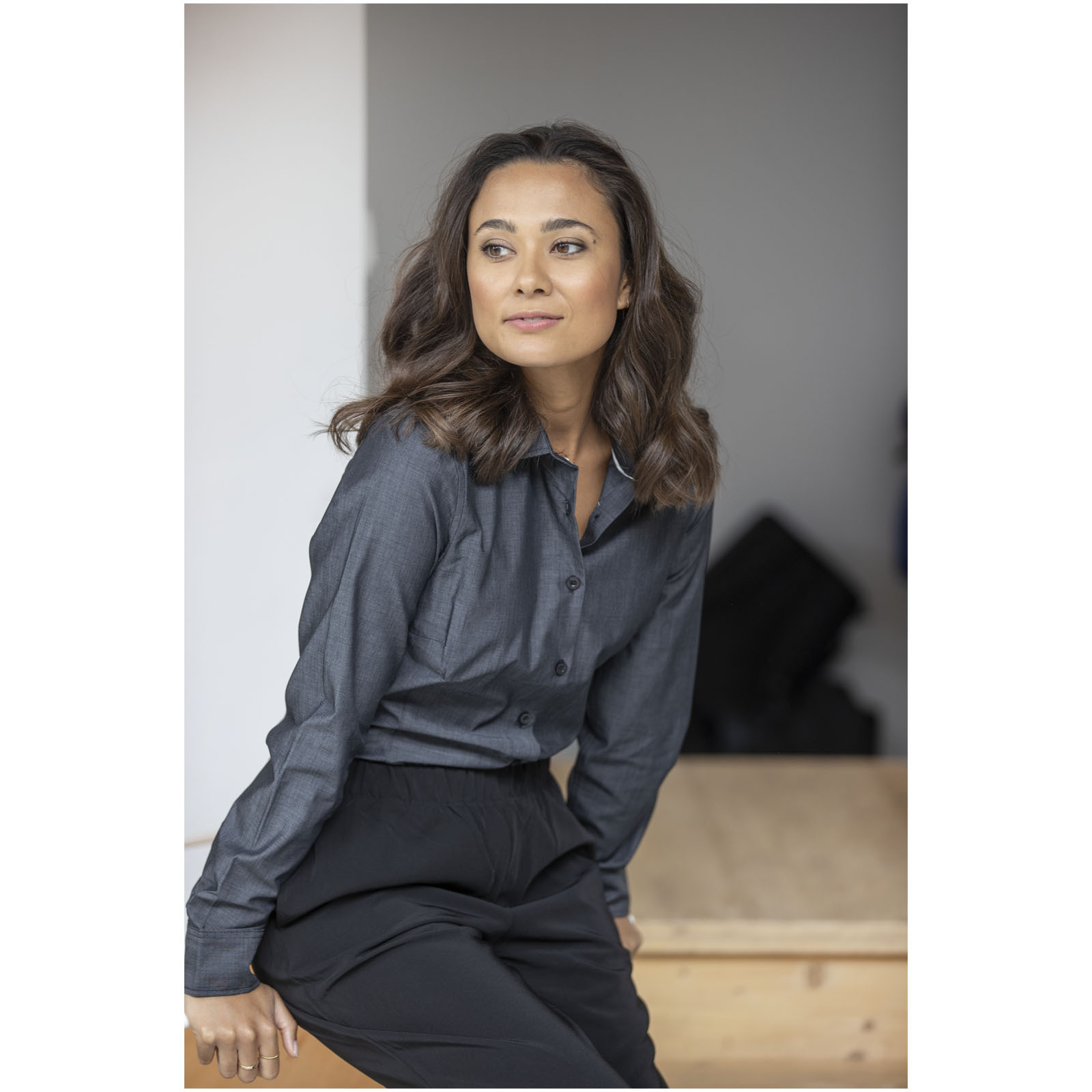 Camicia a maniche lunghe da donna in tessuto biologico Cuprite - 37525