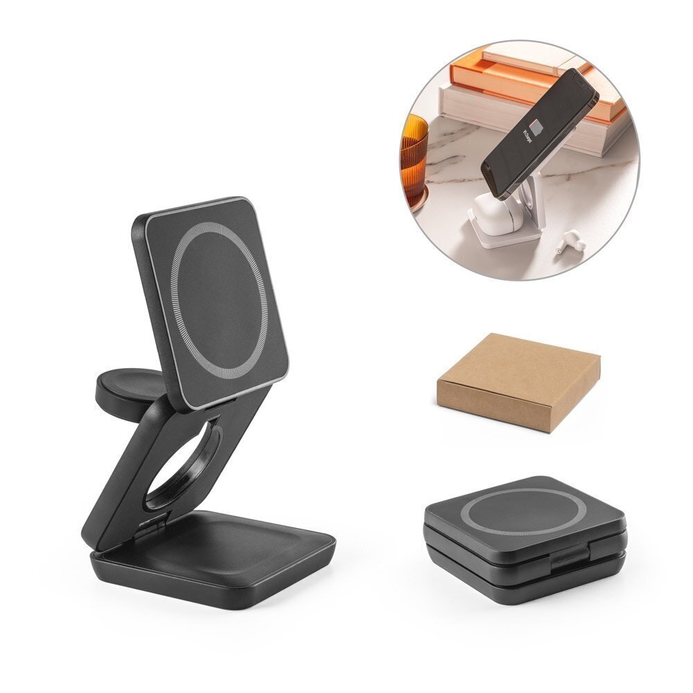 BROGLIE. Caricatore wireless magnetico superveloce 3-in-1 da 15W in 100% rABS - 97169