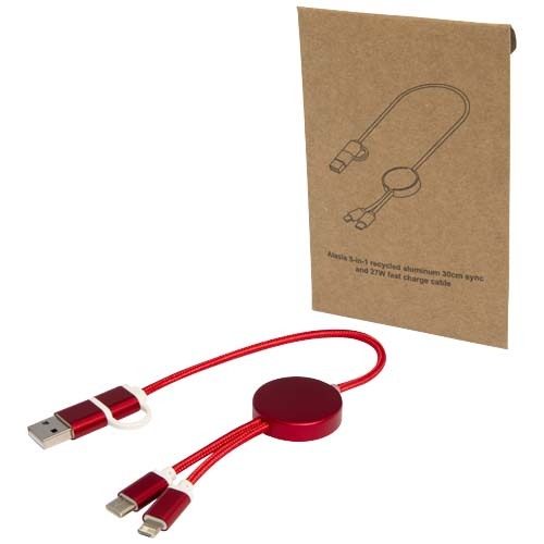 Cavo 5-in-1 in alluminio e plastica riciclata da 30 cm per la sincronizzazione dei dati e la ricarica rapida da 27 W Alasia - 124424