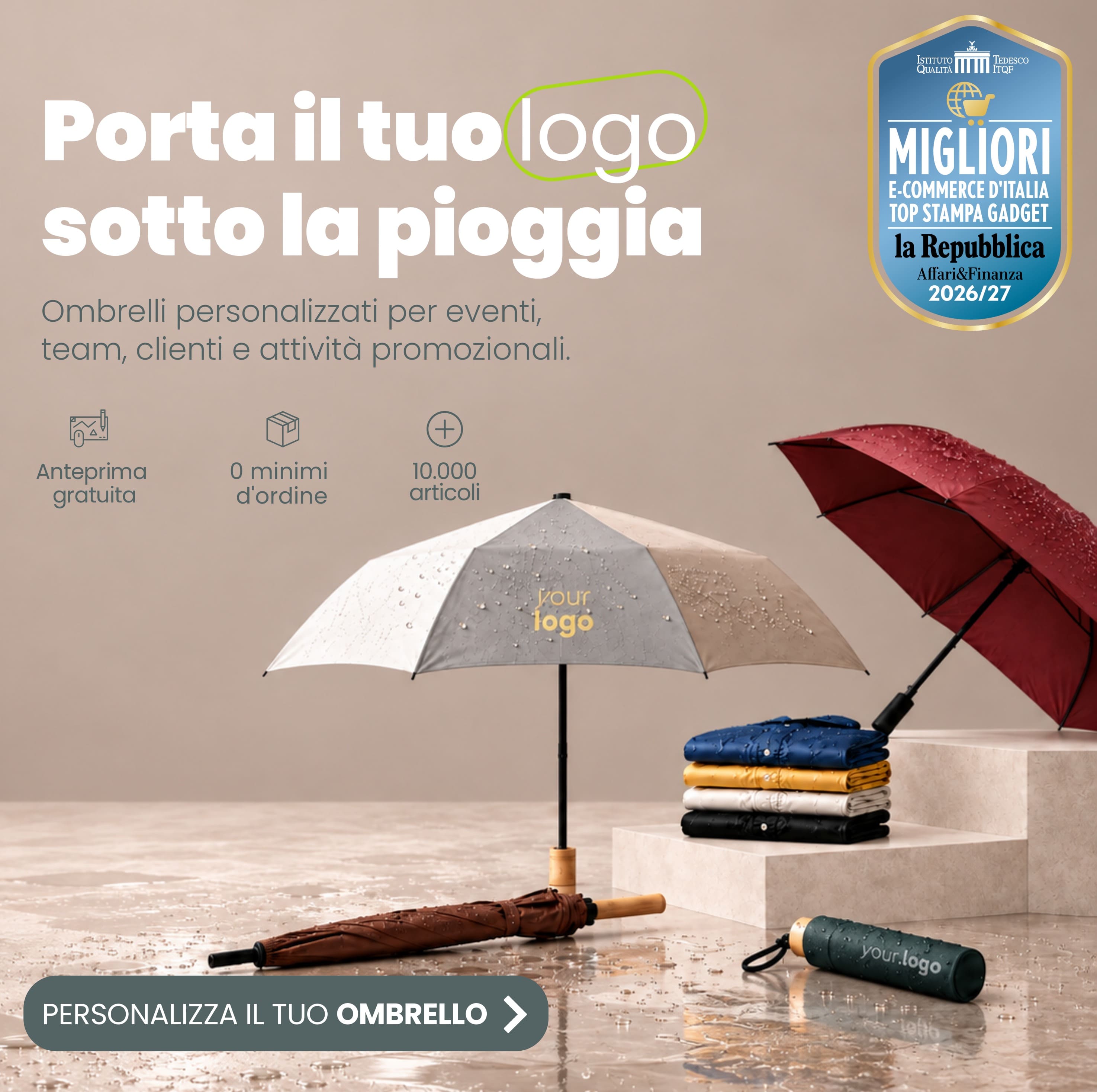 porta il tuo logo sotto la pioggia