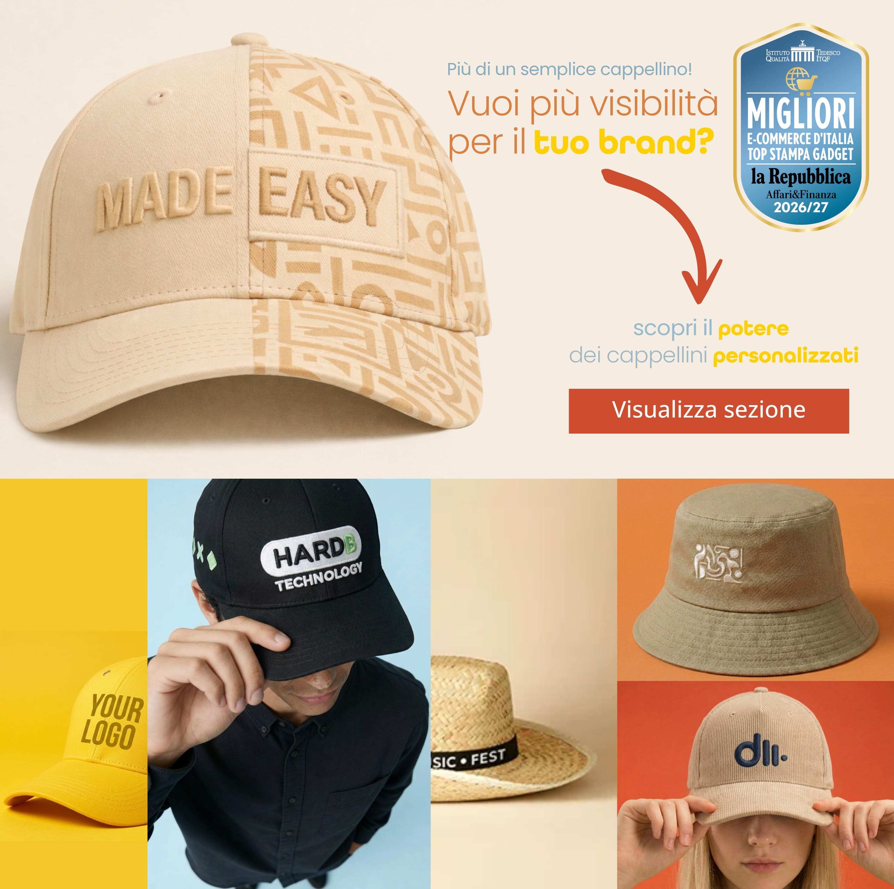 cappellini personalizzabili con il tuo logo